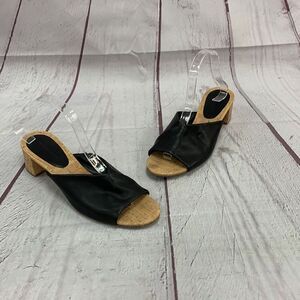 Diane Von Furstenberg Women’s 11 Block Heel Open Toe Slip On Sandals Tan Black